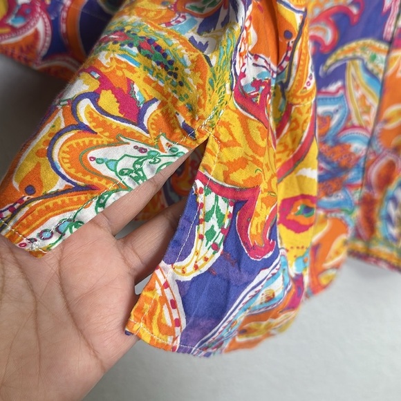 Lauren Ralph Lauren Women’s Button Down Bright Color Paisley Print Long Sleeve - Picture 4 of 11